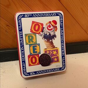 Oreo 40th Anniversary 1989 Clowns and Blocks Collectible Cookie Tin